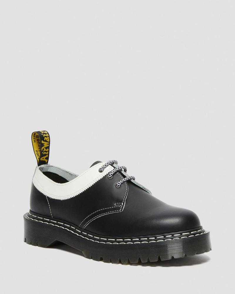 Zapatos Oxford Dr Martens 1461 Bex Smooth Contrast Cuero Hombre Negros Blancos | MX 22JPQ